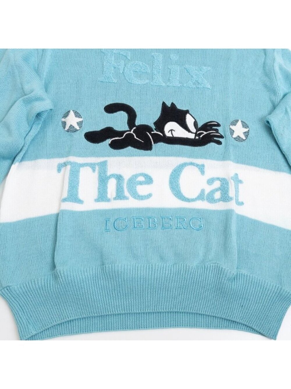 Vintage Iceberg Felix The Cat Knit Sweater Blue White Cartoon Italy Rare S - Picture 5 of 14